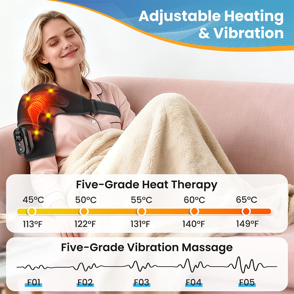 ShoulderEase Flex - Heat and Vibration Magnetic Controlled Shoulder Massager